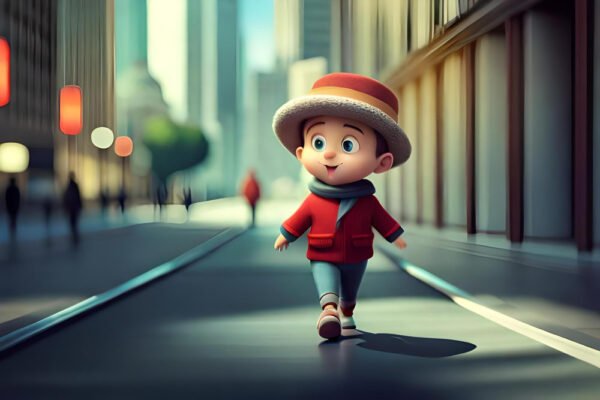 3d character fashion little kid background