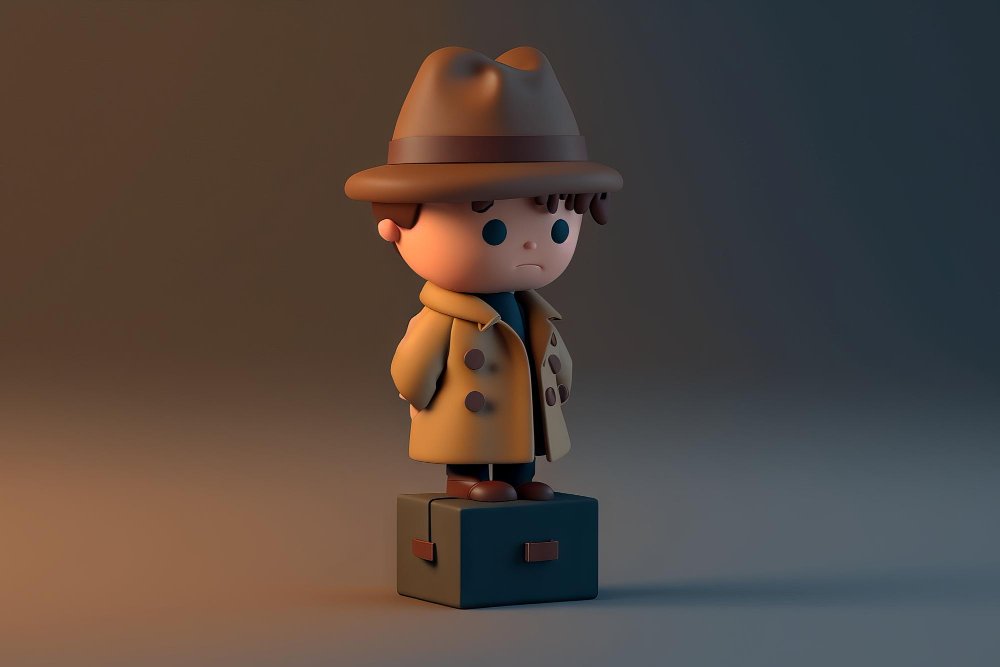 cartoon detective with briefcase generative ai